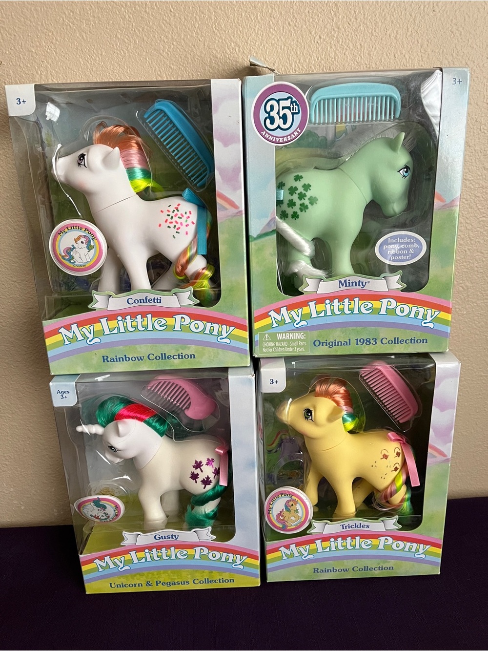My Little Pony 35th Anniversary Retro Lot Confetti, Minty, Gusty, Trickles NIB